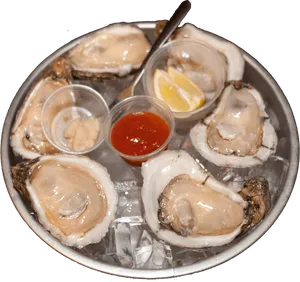 Fresh Oysterson Icewith Condiments PNG image