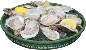 Fresh Oysterson Icewith Lemon PNG image