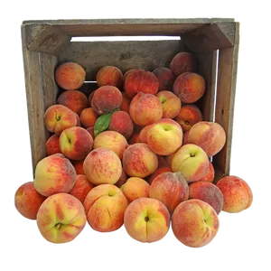 Fresh Peachesin Wooden Crate PNG image