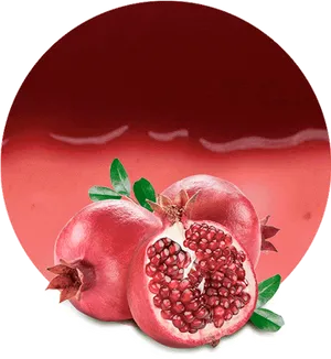 Fresh Pomegranate Fruit Circle Background PNG image