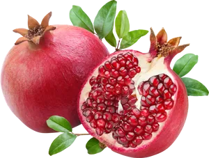 Fresh Pomegranateand Half Cut Transparent Background