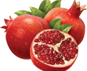 Fresh Pomegranateand Half Cut With Seeds PNG image