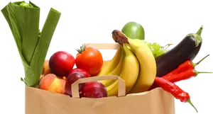 Fresh Produce Grocery Bag PNG image