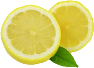 Fresh Sliced Lemonwith Leaf PNG image