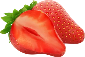 Fresh Strawberries Cutand Whole