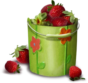 Fresh Strawberriesin Decorative Bucket
