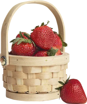 Fresh Strawberriesin Wooden Basket