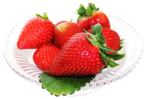 Fresh Strawberrieson Plate PNG image