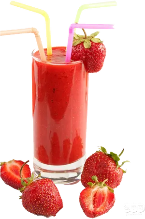 Fresh Strawberry Smoothie Glass PNG image