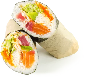 Fresh Sushi Rolls Cut Open