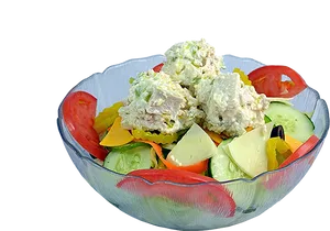 Fresh Vegetable Chicken Salad Bowl PNG image