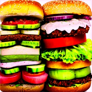 Fresh Veggie Burger Feast Png 06242024 PNG image