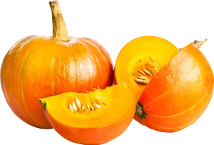 Fresh Wholeand Sliced Pumpkins PNG image