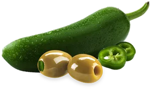 Fresh Zucchini Green Olives Jalapeno Slice PNG image