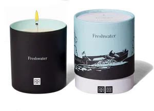 Freshwater Scented Candleand Packaging PNG image
