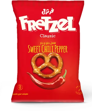 Fretzel Sweet Chili Pepper Pretzel Snack Package PNG image