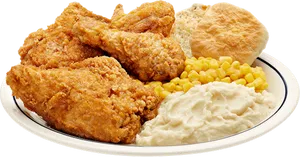 Fried Chicken Dinner Plate PNG
