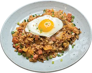 Fried Eggon Fried Rice Dish PNG
