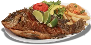 Fried Fish Platterwith Sides PNG image