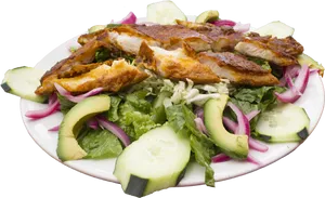 Fried Fish Salad Plate.png PNG image