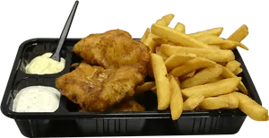 Fried Fishand Chipswith Dipping Sauces PNG