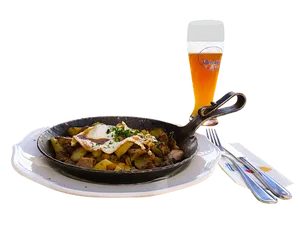 Fried Potatoesand Beer Meal PNG image