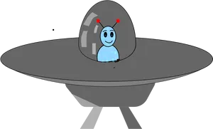 Friendly Alienin Spaceship Illustration
