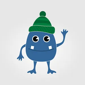 Friendly Cartoon Character Wearing Beanie PNG image