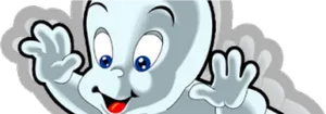 Friendly Cartoon Ghost Waving PNG image