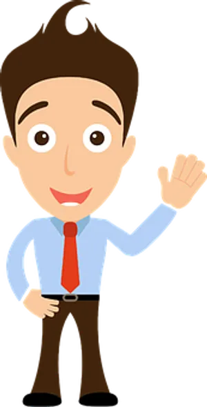 Friendly Cartoon Man Waving PNG image