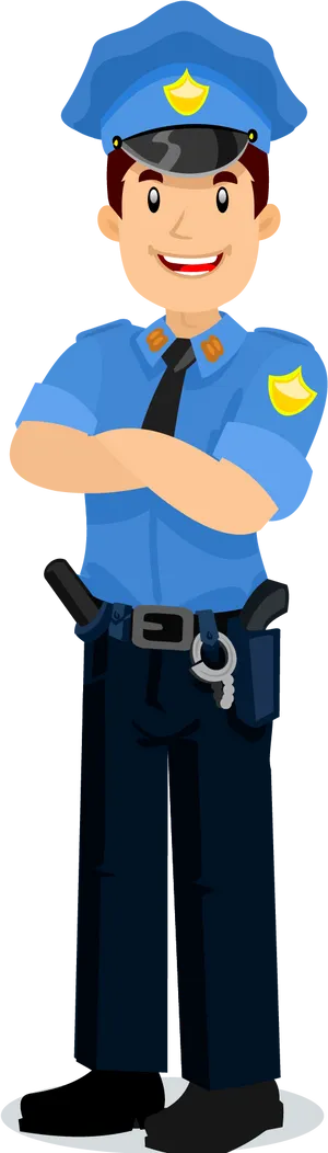 Friendly Cartoon Policeman Standing Vector PNG