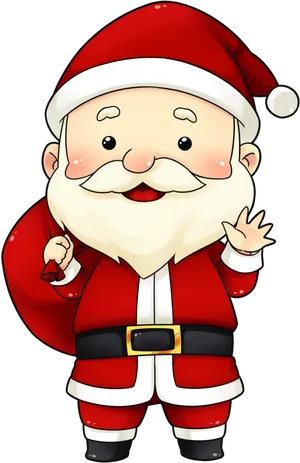 Friendly Cartoon Santa Claus Waving PNG image