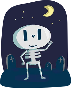 Friendly_ Cartoon_ Skeleton_ Waving PNG image