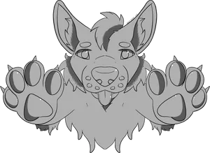 Friendly Cartoon Wolf Lineart PNG image