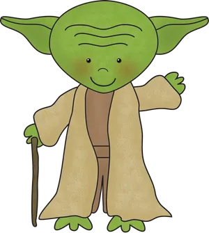 Friendly Cartoon Yoda Illustration PNG image