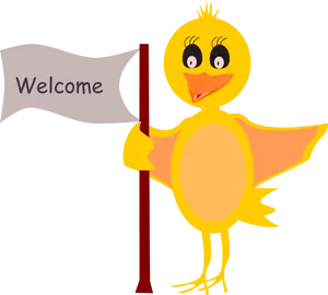 Friendly Chick Welcoming Banner PNG image