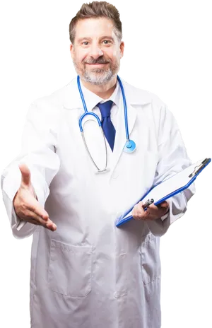 Friendly Doctor Extending Hand PNG image