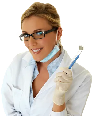 Friendly Female Dentist Portrait PNG
