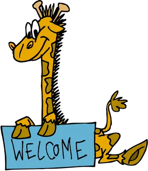 Friendly Giraffe Welcome Sign PNG image