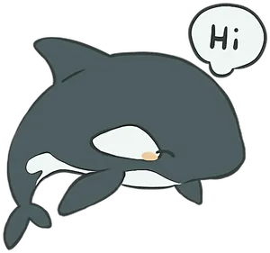 Friendly Orca Cartoon Greeting PNG image