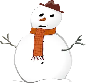 Friendly Snowmanwith Hatand Scarf Clipart PNG