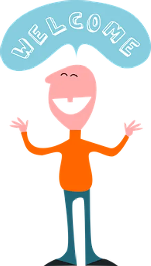 Friendly Welcome Cartoon Character PNG image