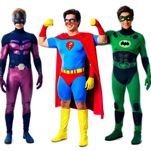 Friends In Superhero Costumes PNG Dxf
