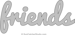 Friends Word Art Design PNG