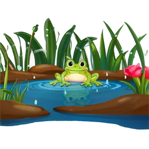 Frog In Pond Clipart PNG 06262024