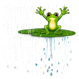 Frog In Rain Illustration Png 06212024 PNG image