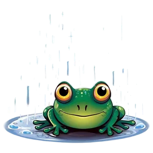 Frog In Rain Illustration PNG 06212024