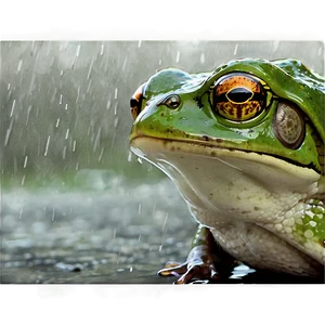 Frog In Rain Illustration PNG 92