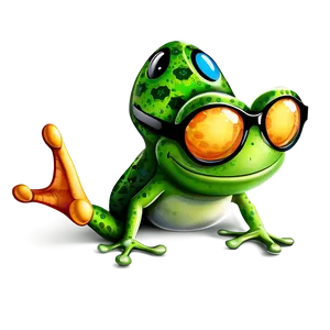 Frog With Glasses Cartoon PNG 06272024