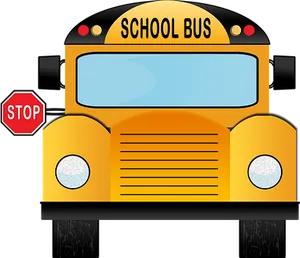 Front View Yellow School Bus Vector PNG image